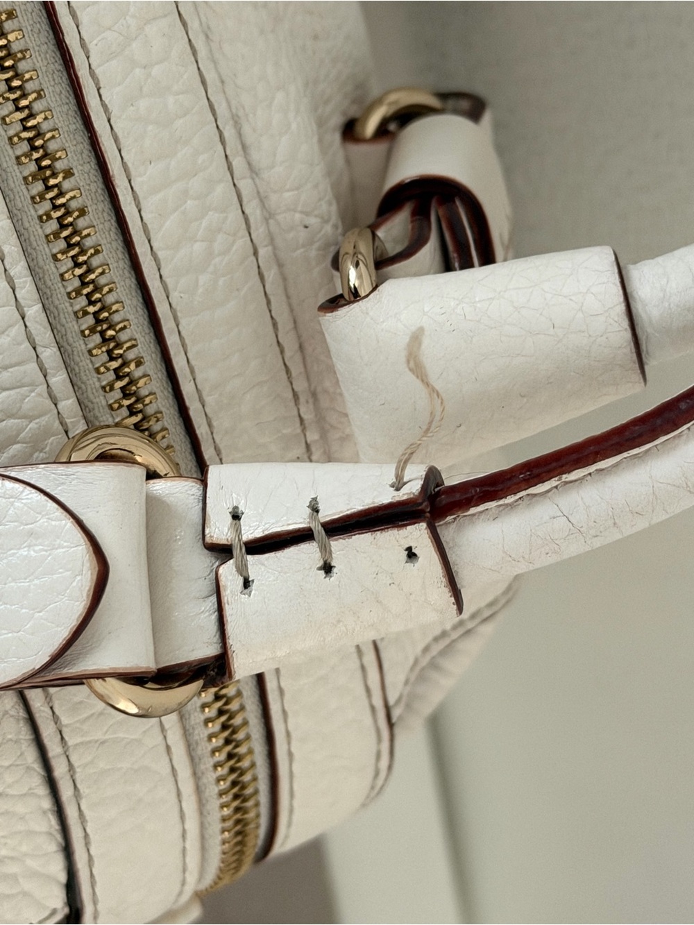 kate spade White Pebbled Leather Satchel with Gold Hardware vintage EUC - Picture 4 of 9